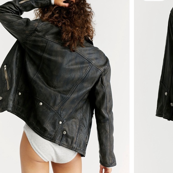 Jealousy Leather Moto Jacket by Free People. Slouchy fit, size women’s medium. - Picture 7 of 10